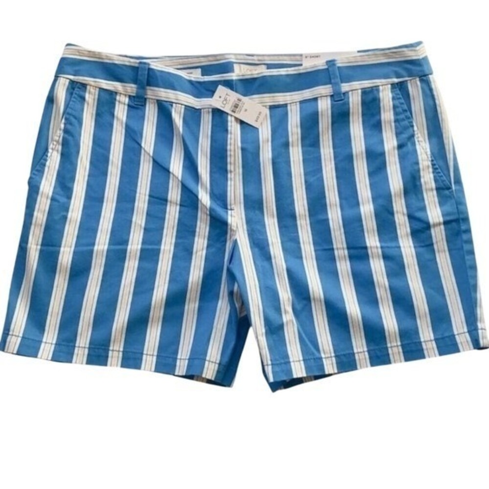 LOFT Womens Blue White Striped 6‎ Inch Mid Rise Chino Shorts Size 10 NEW